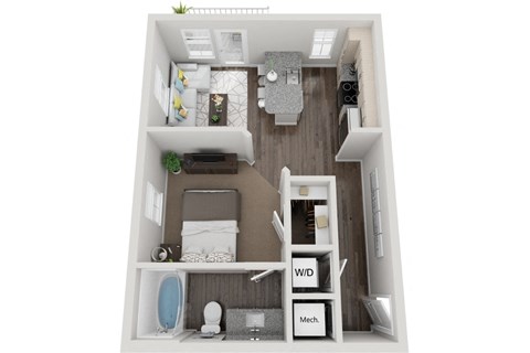 Floor plan for studio, 1 bath, 574 sqft